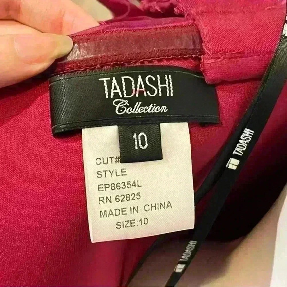 Vintage Tadashi Shoji Collection Womens Ruffle Evening Dress Gown 100% Silk 10 - Picture 3 of 14